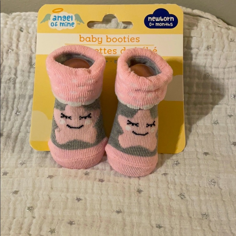 Pink Star Sock Booties (set of 2 pairs!)